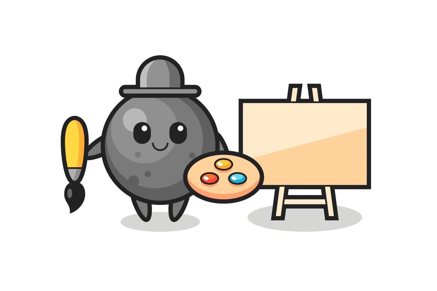 Illustration of cannon ball mascot as a painter vector