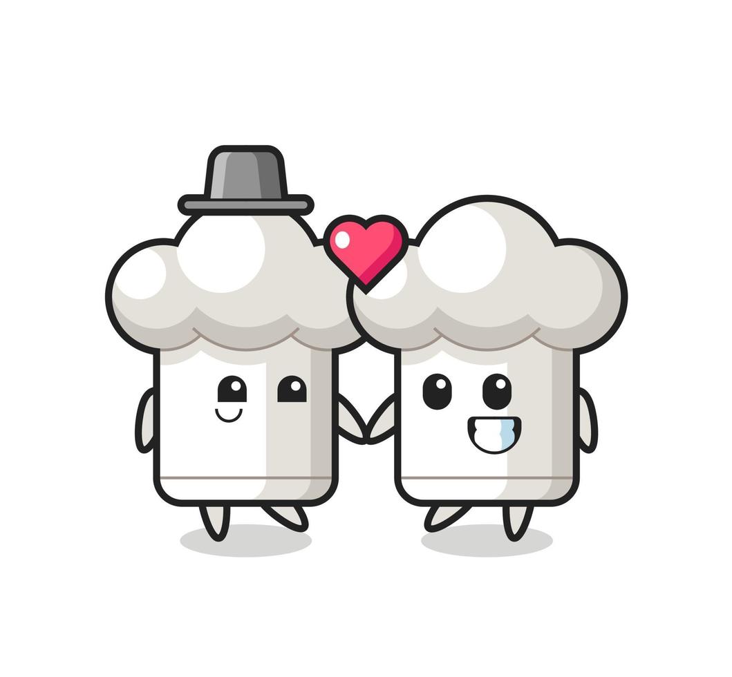 chef hat cartoon character couple with fall in love gesture vector