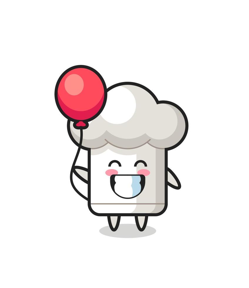 chef hat mascot illustration is playing balloon vector