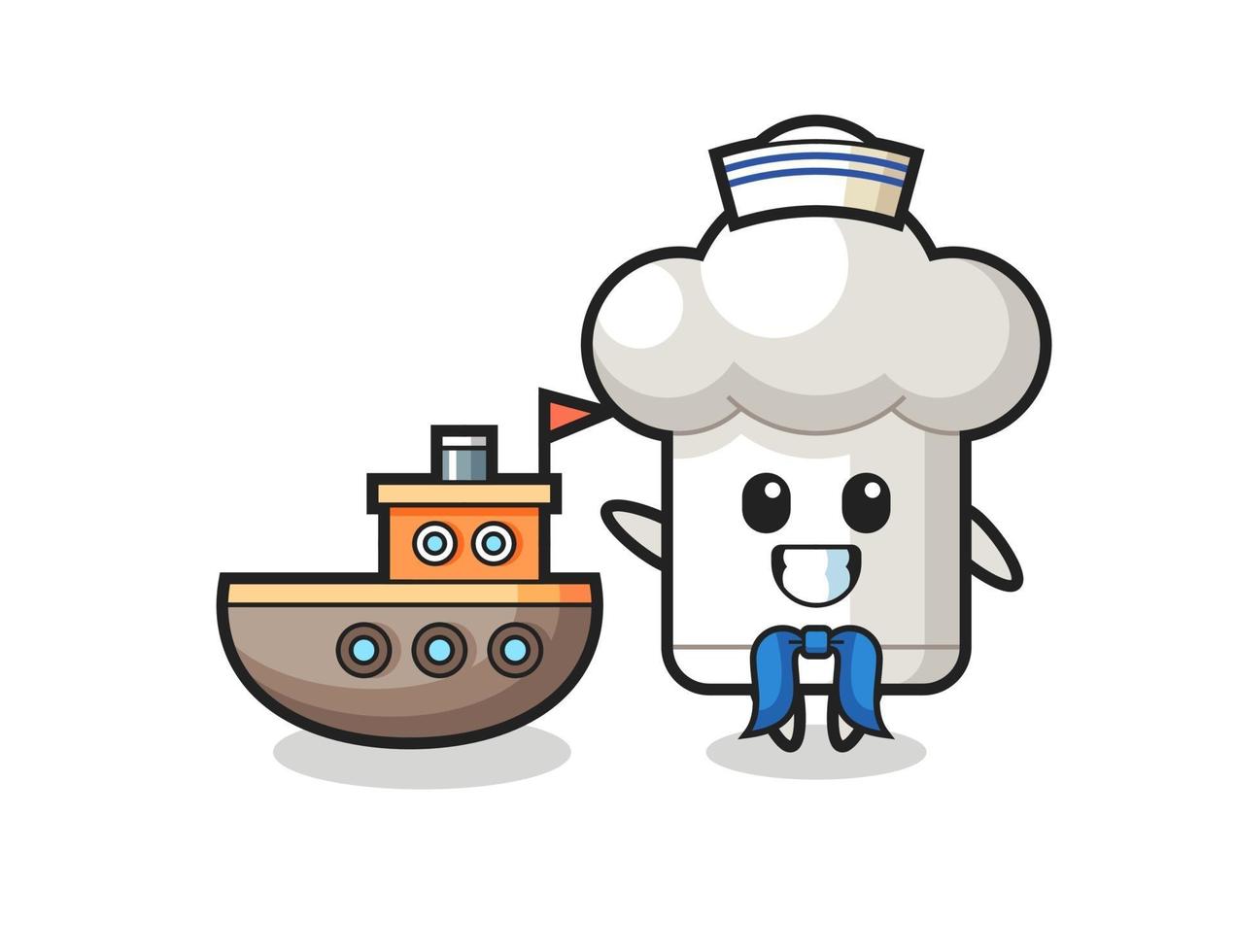 mascota de personaje de gorro de cocinero como marinero vector