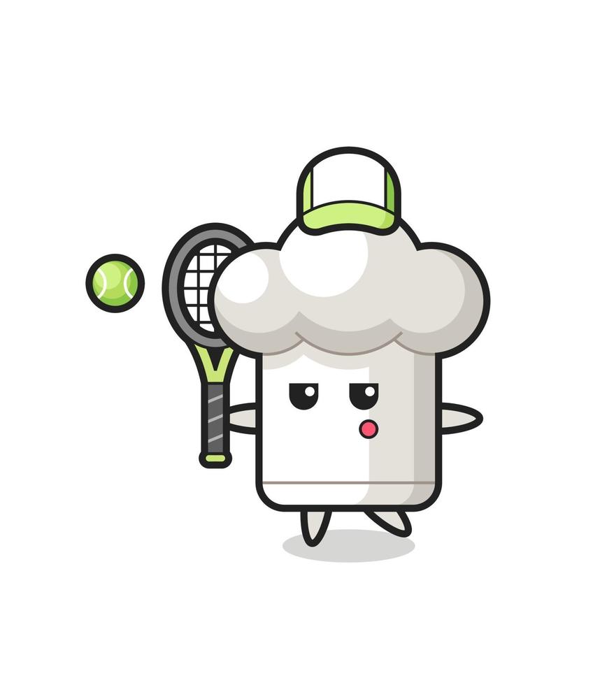 personaje de dibujos animados de gorro de cocinero como tenista vector
