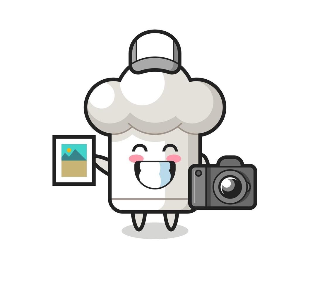 ilustración de personaje de gorro de cocinero como fotógrafo vector