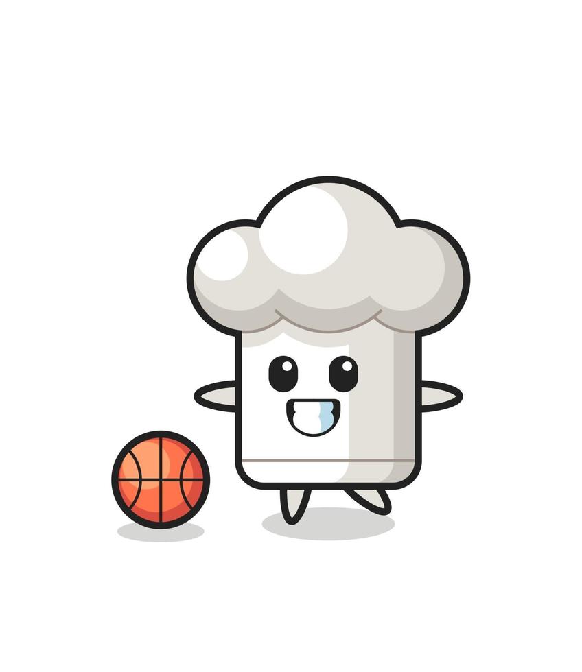 ilustración de dibujos animados de sombrero de chef está jugando baloncesto vector
