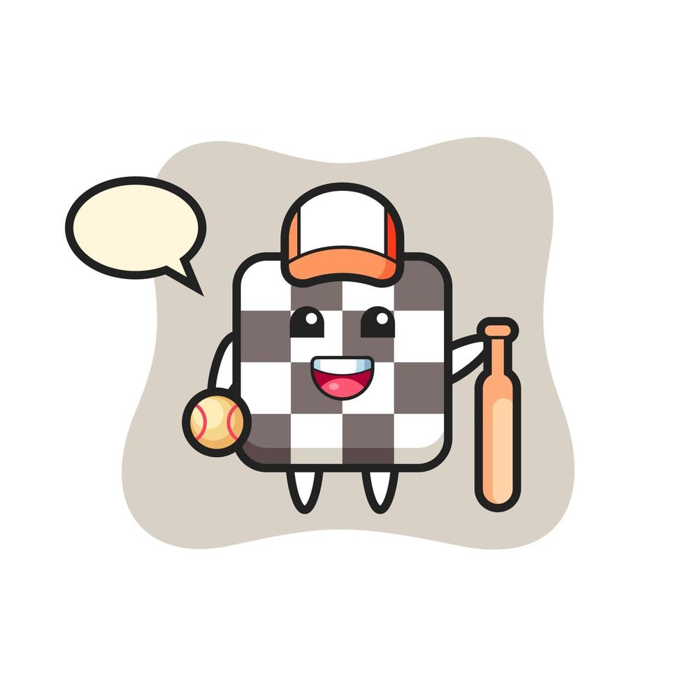 personaje de dibujos animados de tablero de ajedrez como jugador de beisbol vector