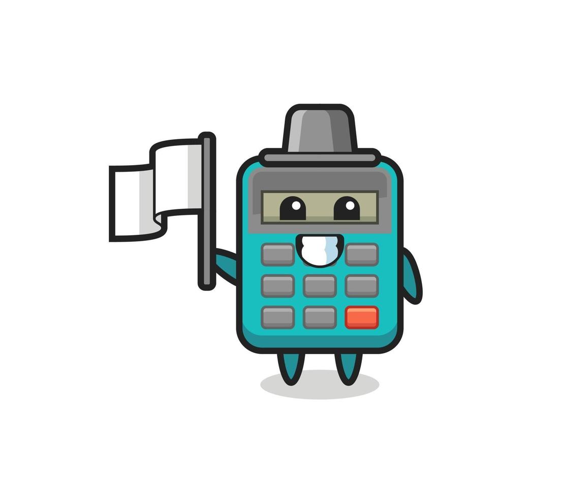 Cartoon character of calculator holding a flag vector