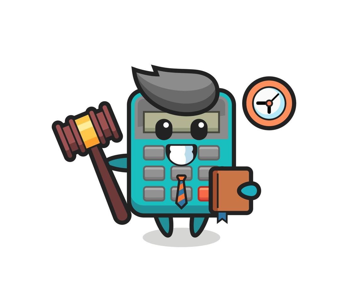 Mascot cartoon of calculator as a judge vector