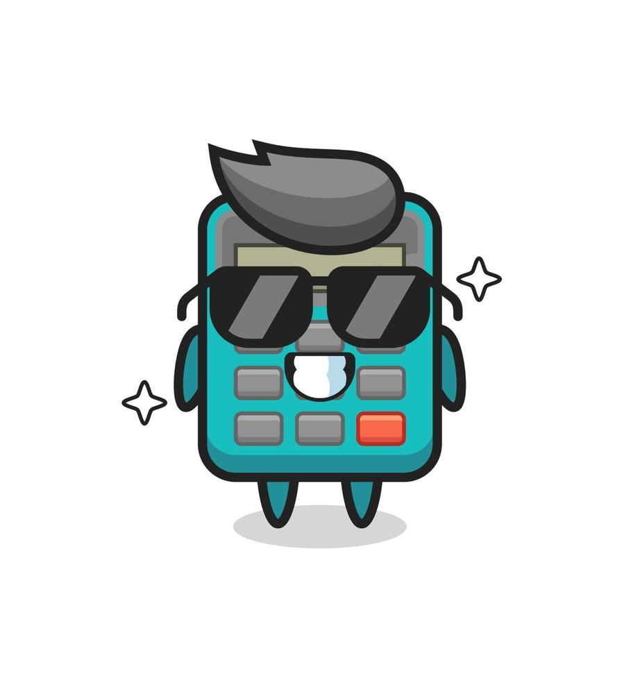 Cartoon mascot of calculator with cool gesture vector