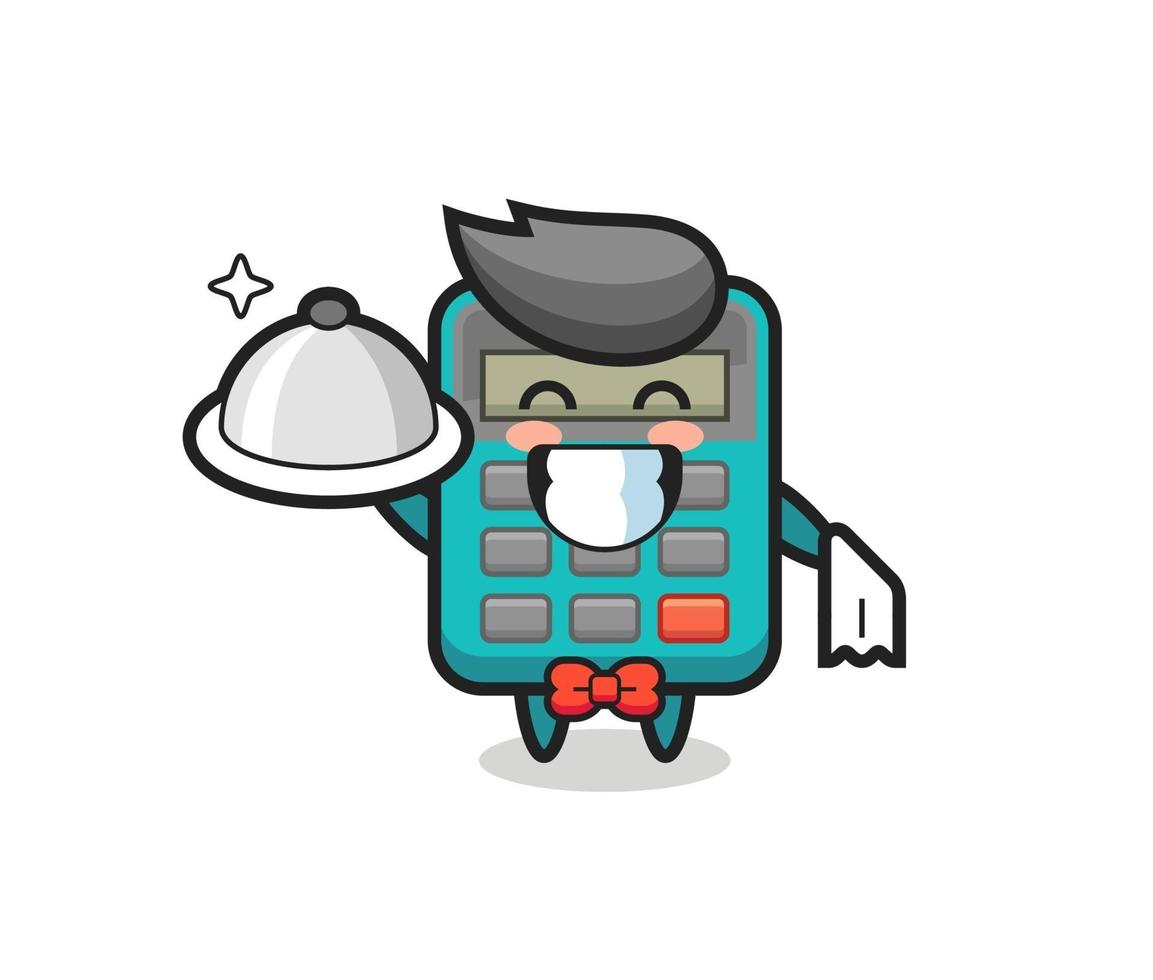 Character mascot of calculator as a waiters vector