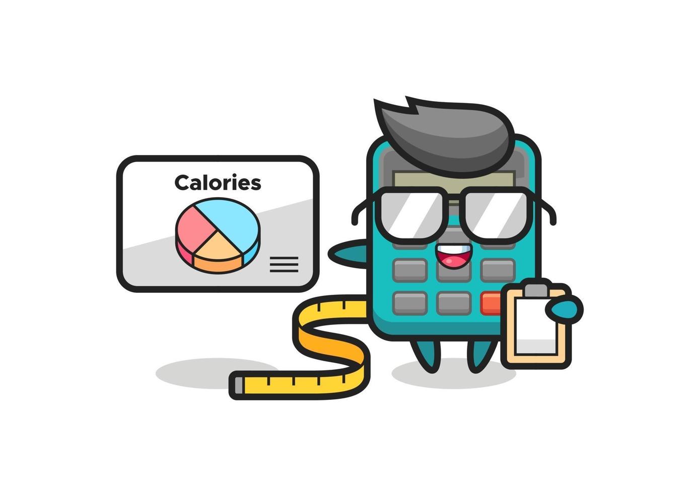 Ilustración de la mascota calculadora como dietista. vector