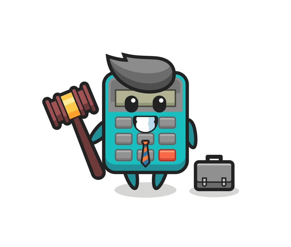 Ilustración de la mascota de la calculadora como abogado vector