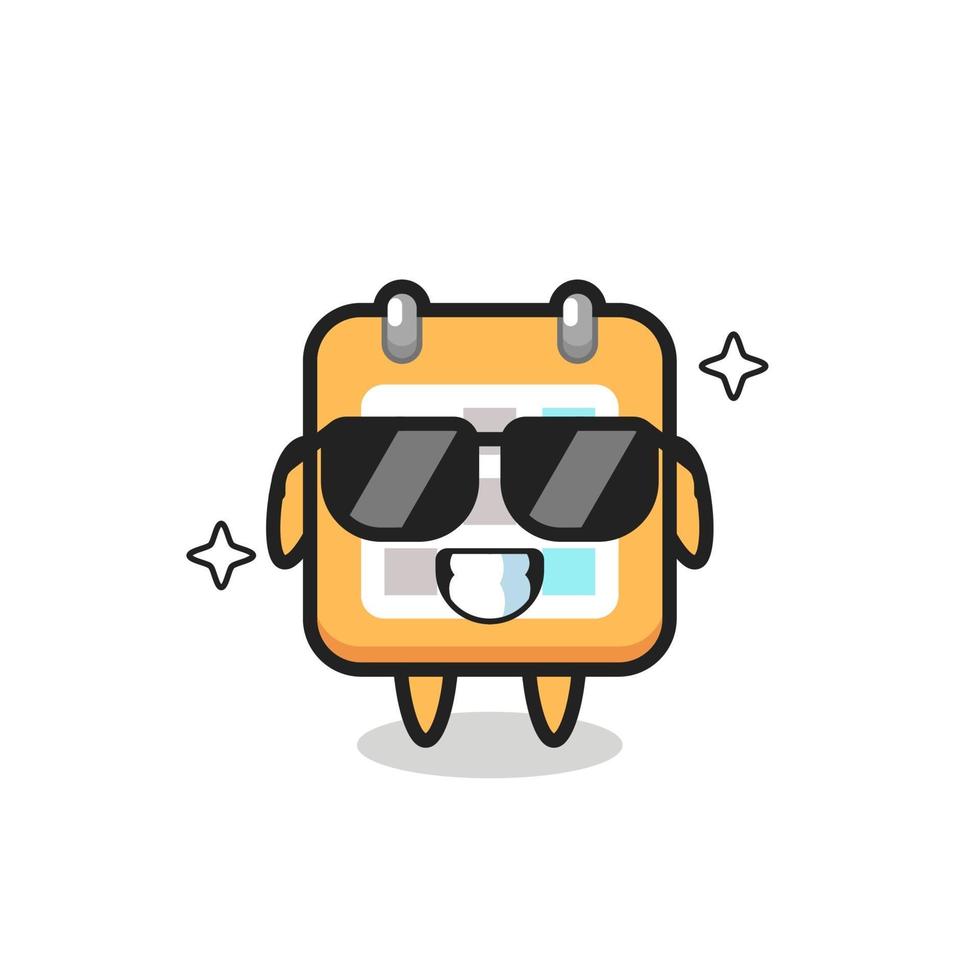 Cartoon mascot of calendar with cool gesture vector