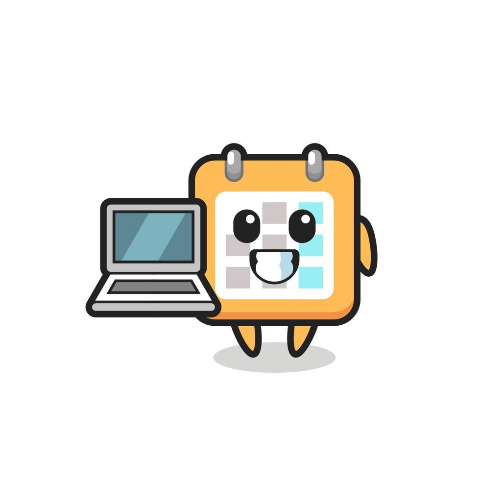 Mascot Illustration of calendar with a laptop vector