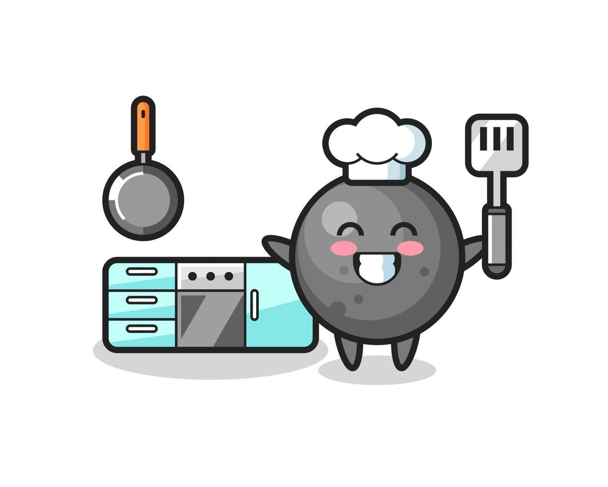 ilustración de personaje de bola de cañón mientras un chef está cocinando vector