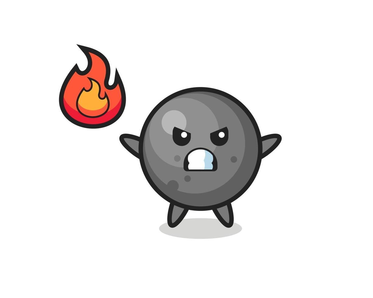 cannon ball character cartoon with angry gesture vector