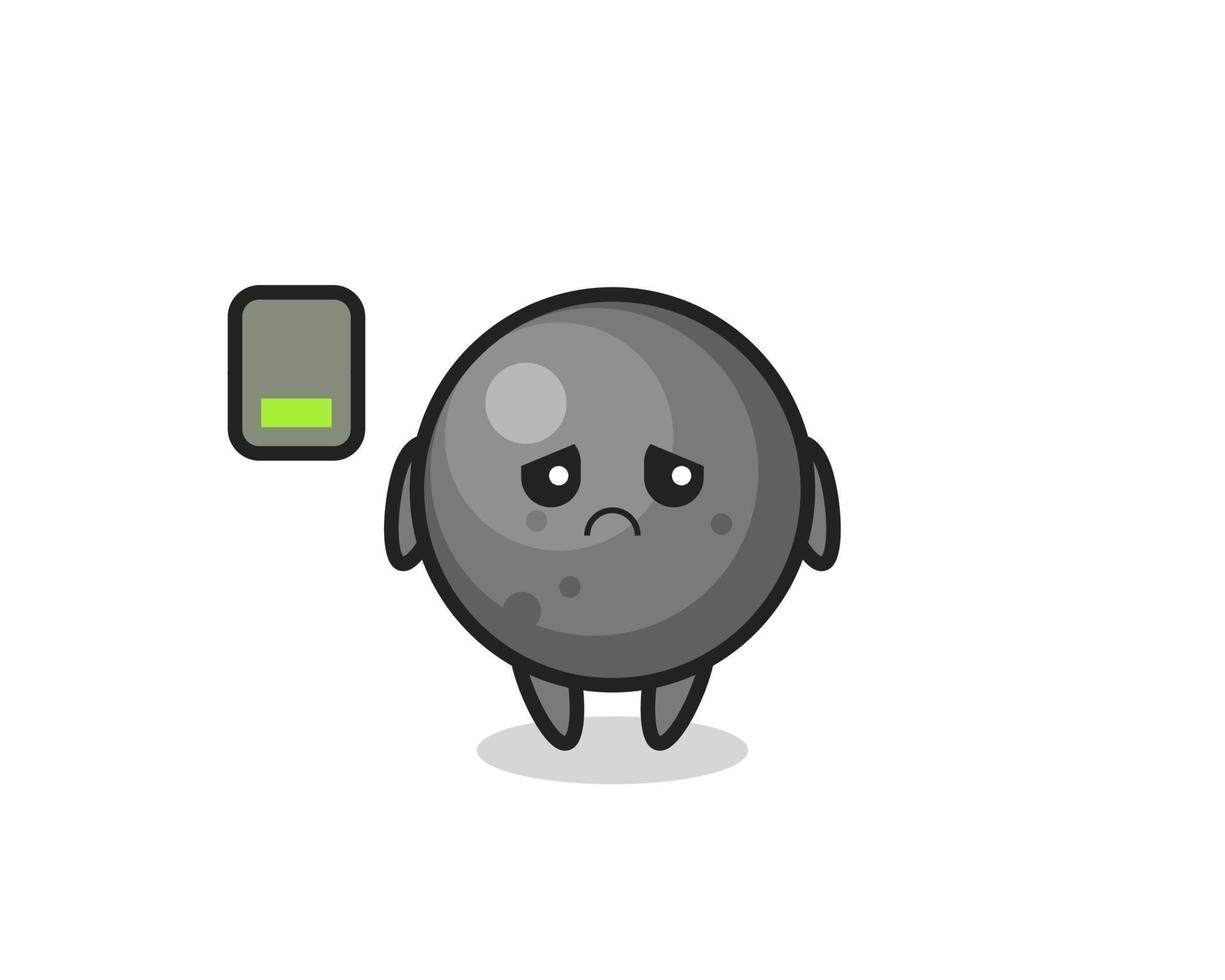 Personaje de mascota de bola de cañón haciendo un gesto cansado vector