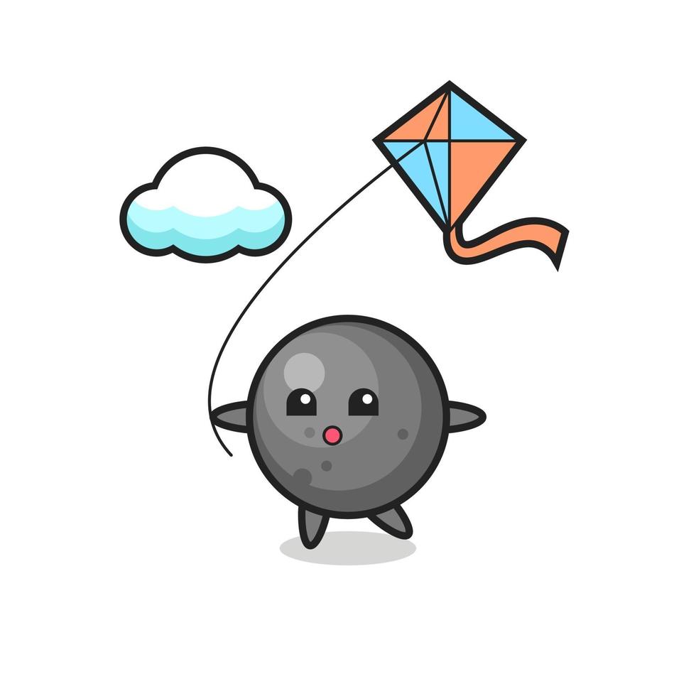 cannon ball mascot illustration is playing kite vector