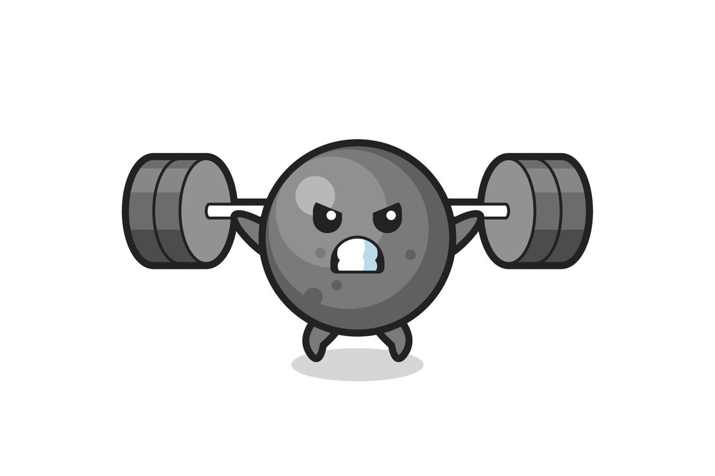 cannon ball mascot cartoon with a barbell vector