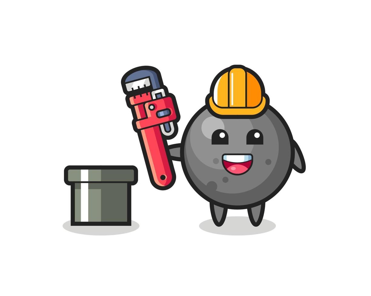 Character Illustration of cannon ball as a plumber vector