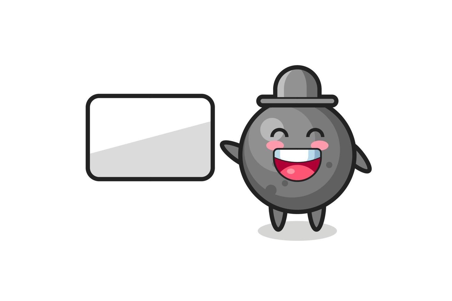 cannon ball cartoon illustration doing a presentation vector