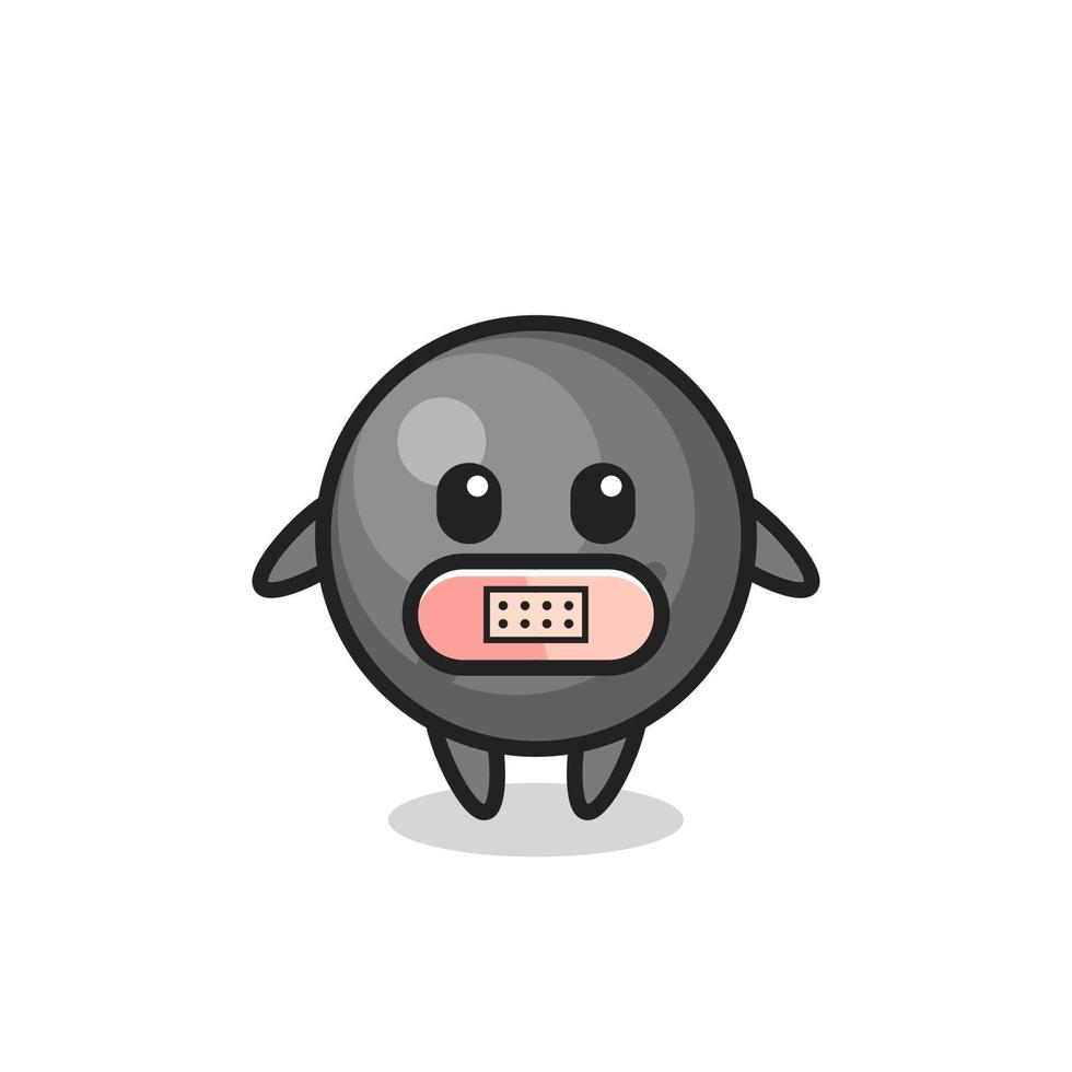 Cartoon Illustration of cannon ball with tape on mouth vector