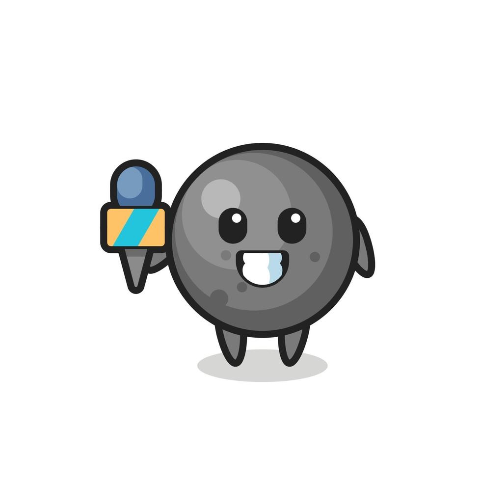 Character mascot of cannon ball as a news reporter vector