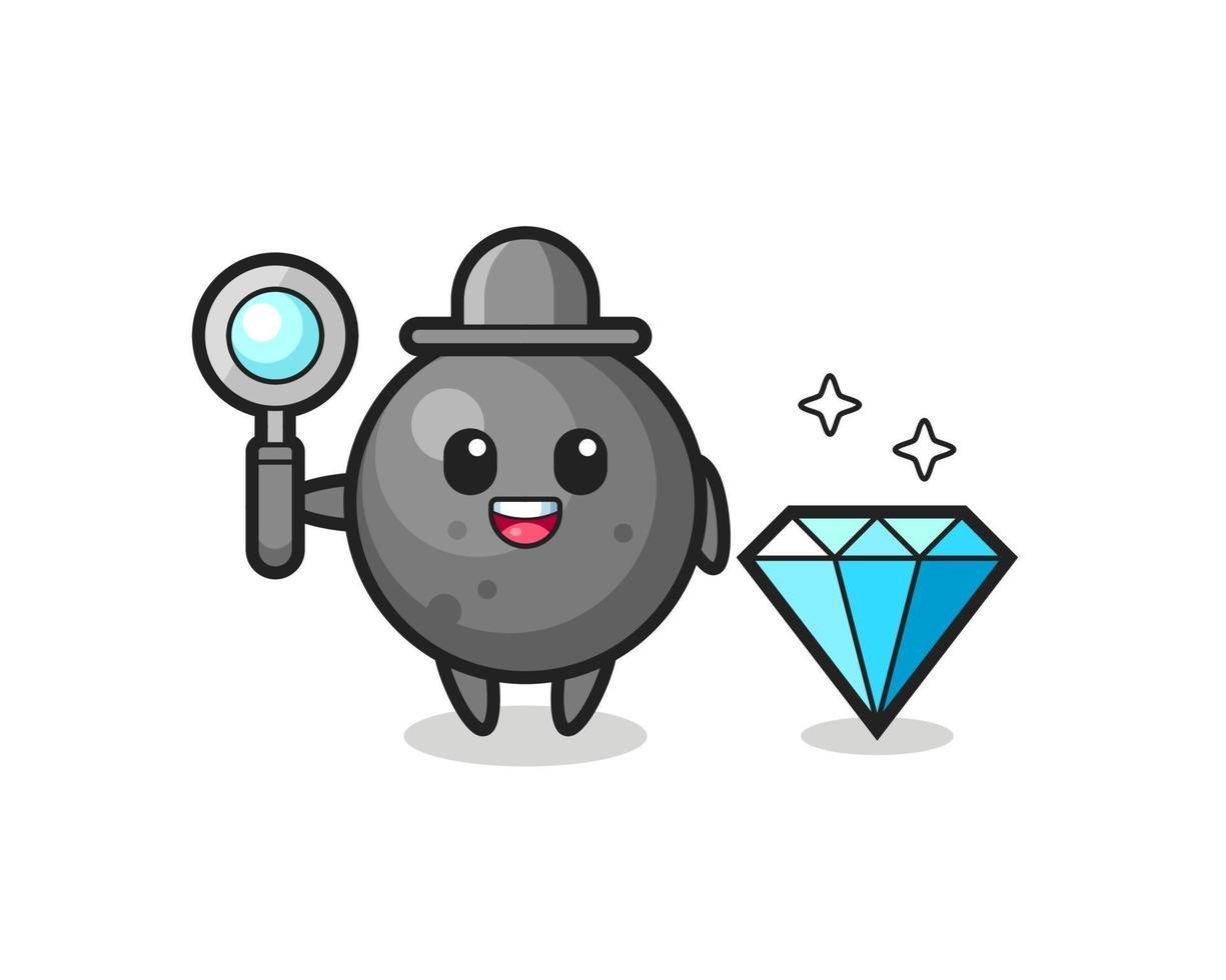 Ilustración de personaje de bala de cañón con un diamante vector