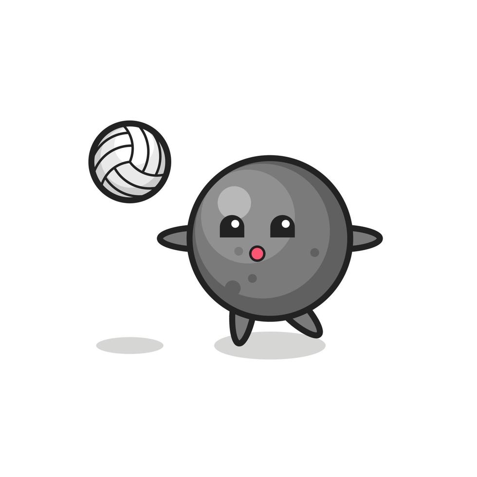 personaje de dibujos animados de bola de cañón está jugando voleibol vector