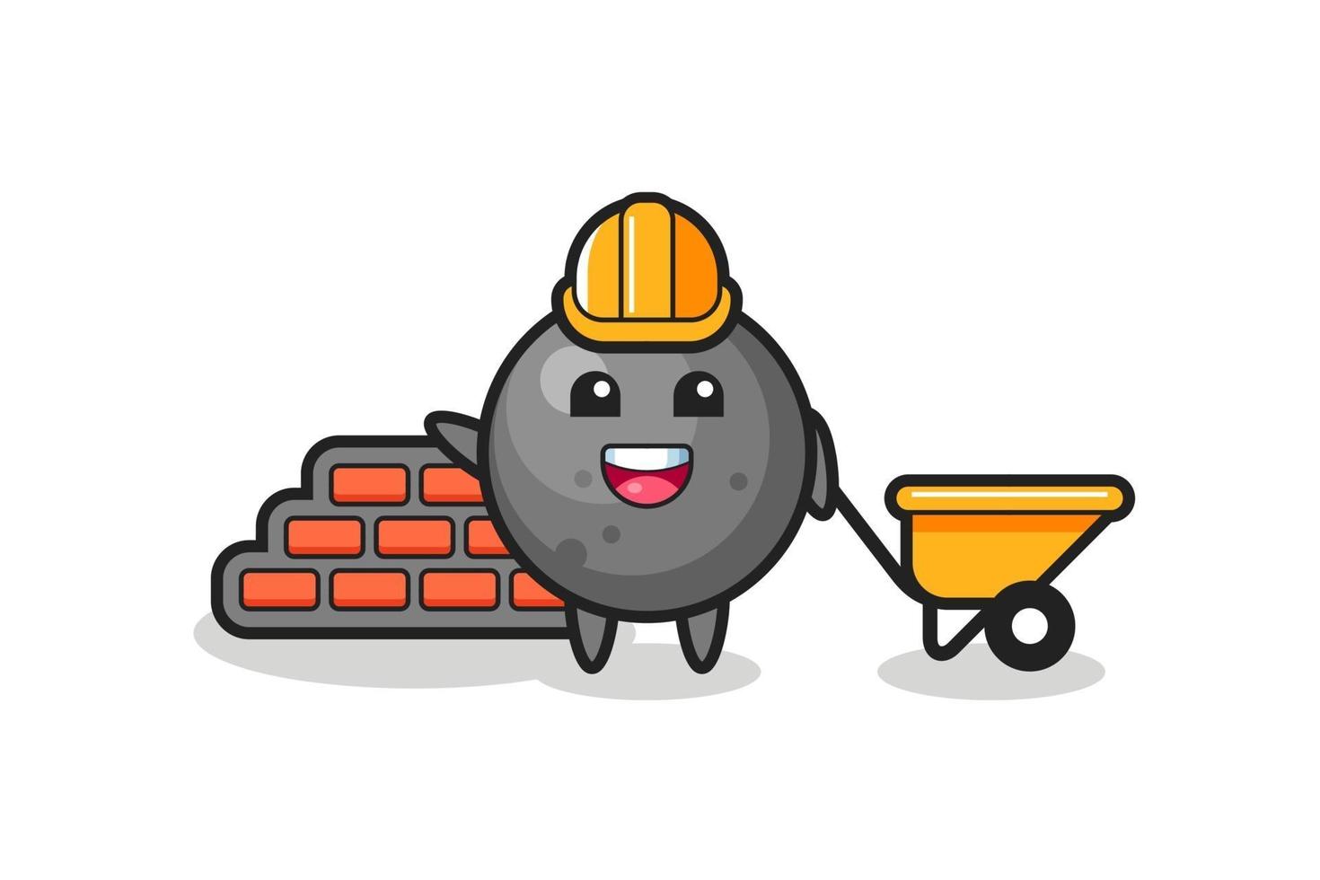 Cartoon character of cannon ball as a builder vector