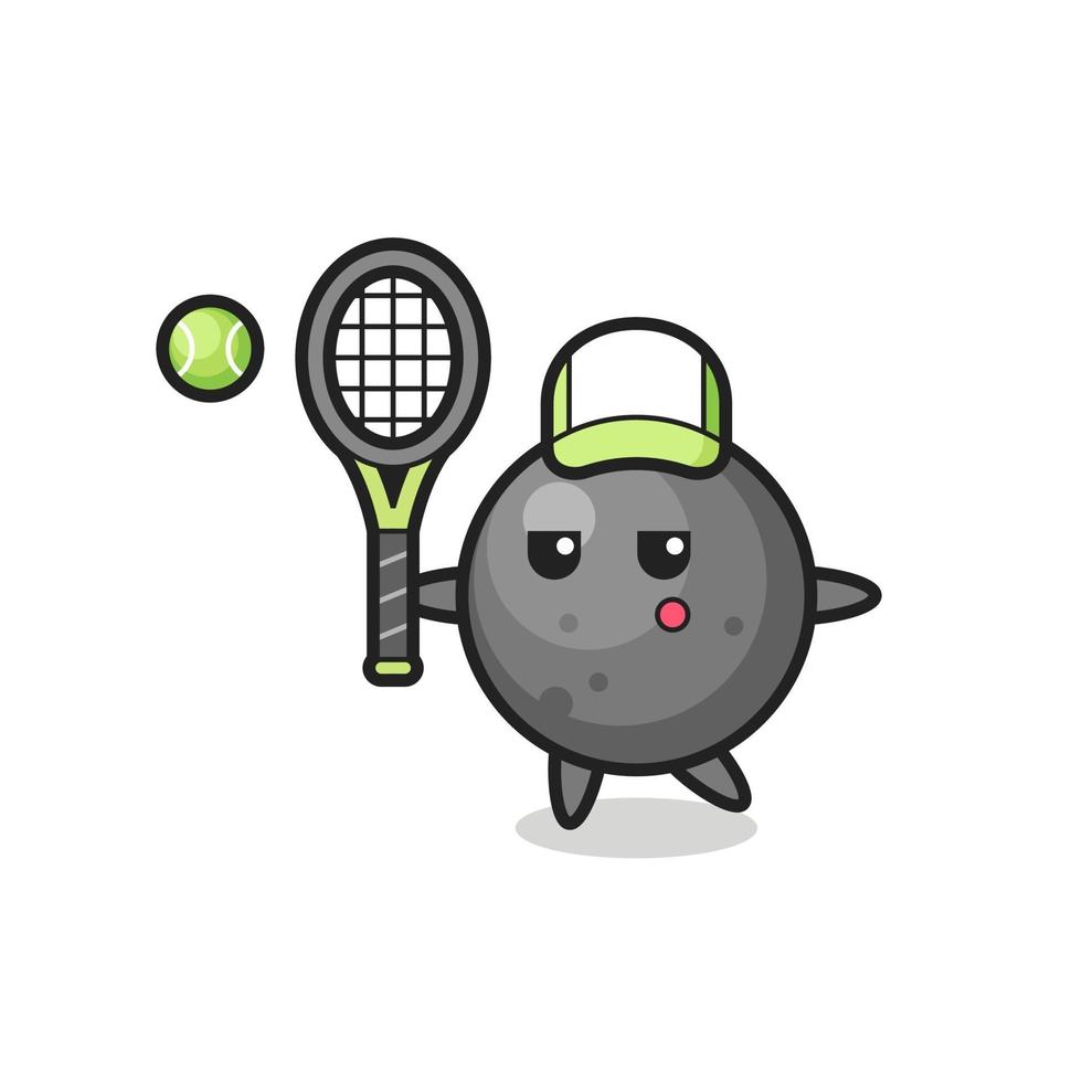 Cartoon character of cannon ball as a tennis player vector