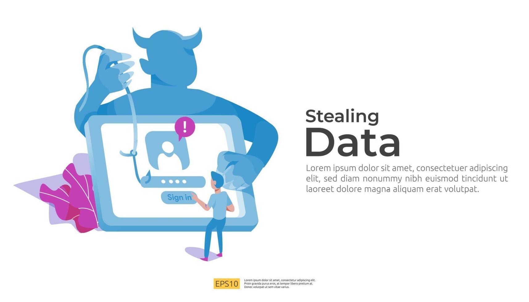 password phishing attack. stealing personal data concept illustration vector