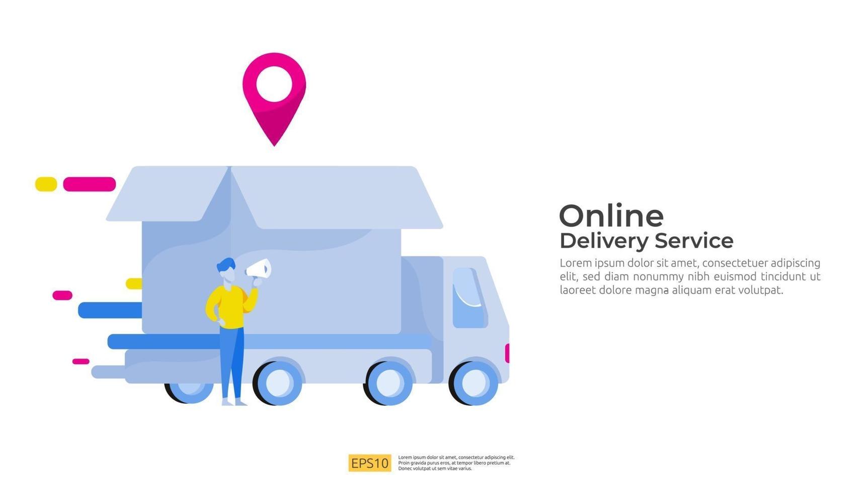 Online delivery service transportation illustration. order tracking vector