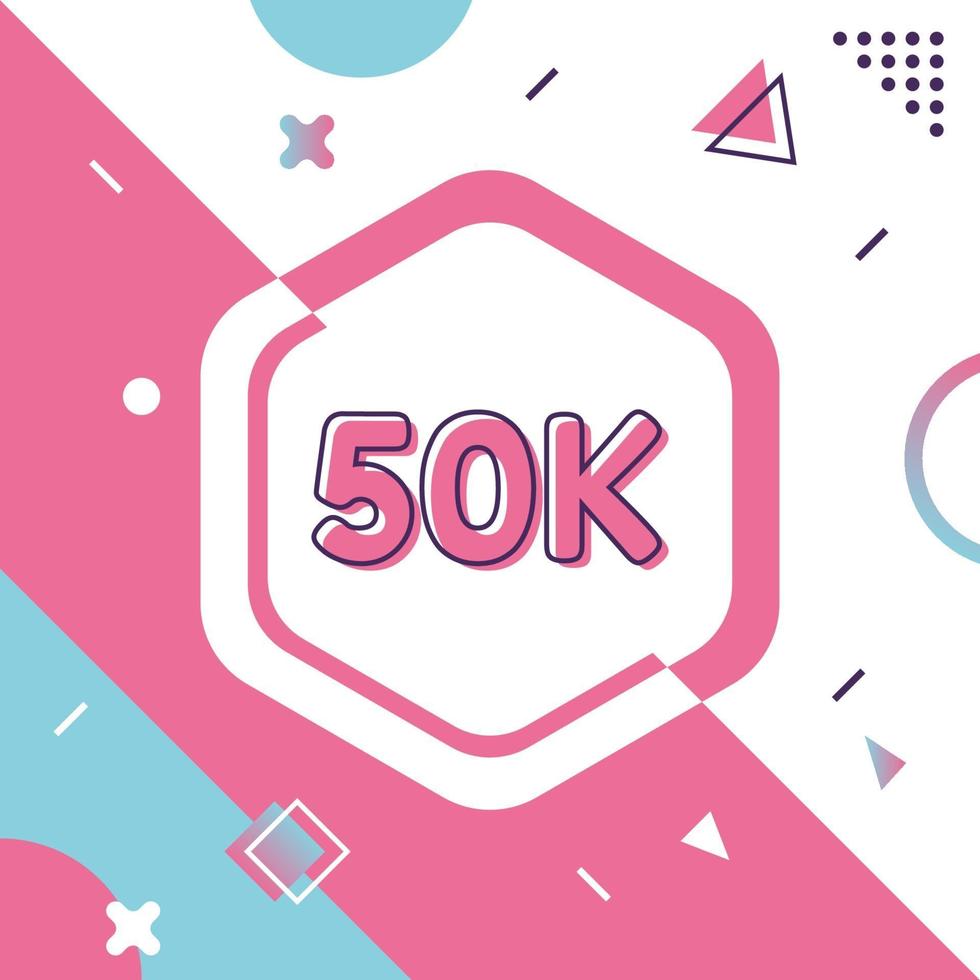 50K followers with memphis element vector