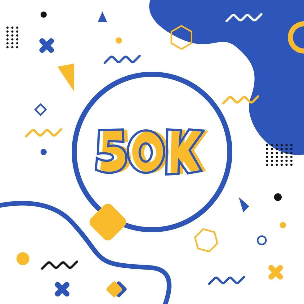 50K followers with memphis element vector