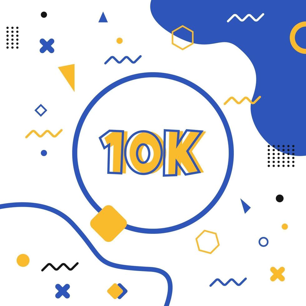 10K followers with memphis element vector