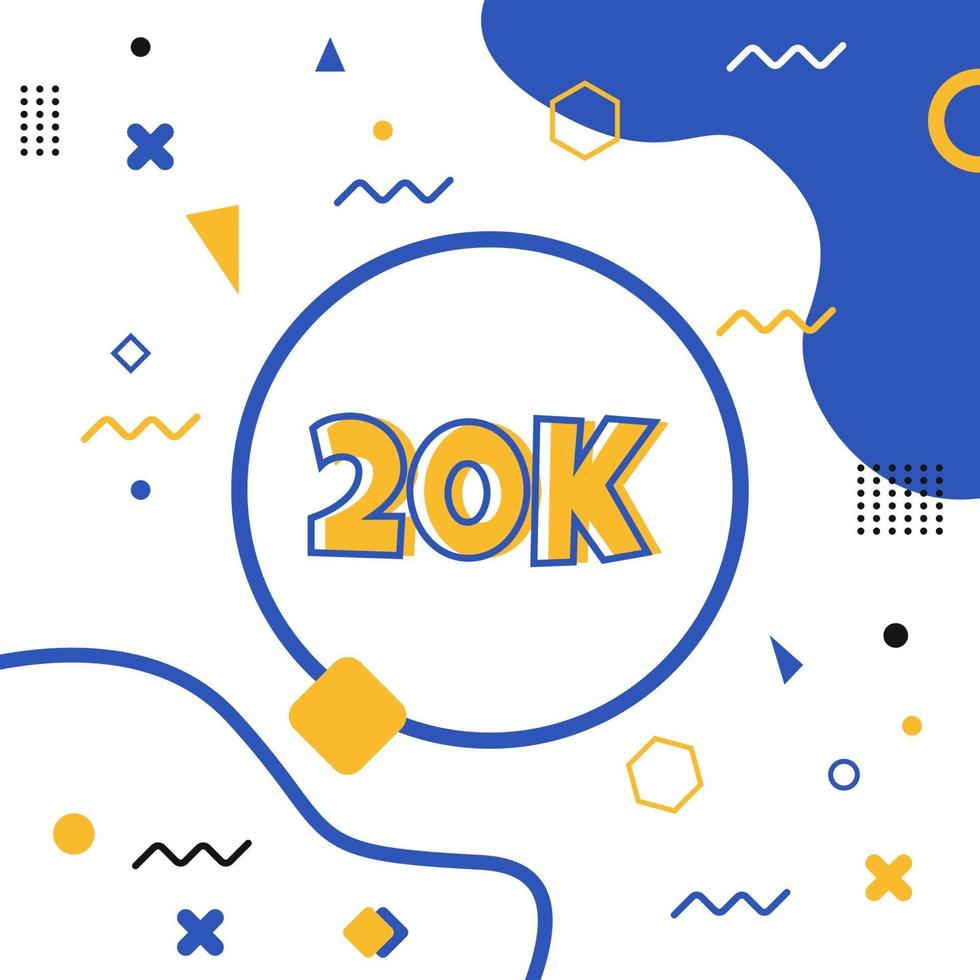 20K followers with memphis element vector