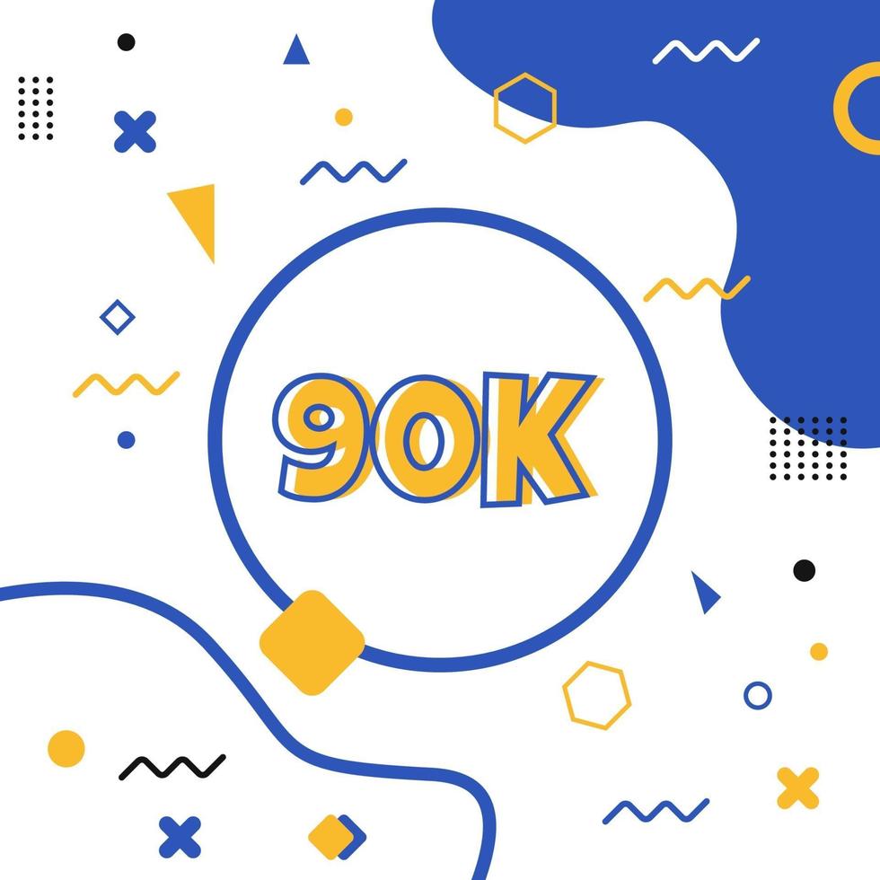 90K followers with memphis element vector