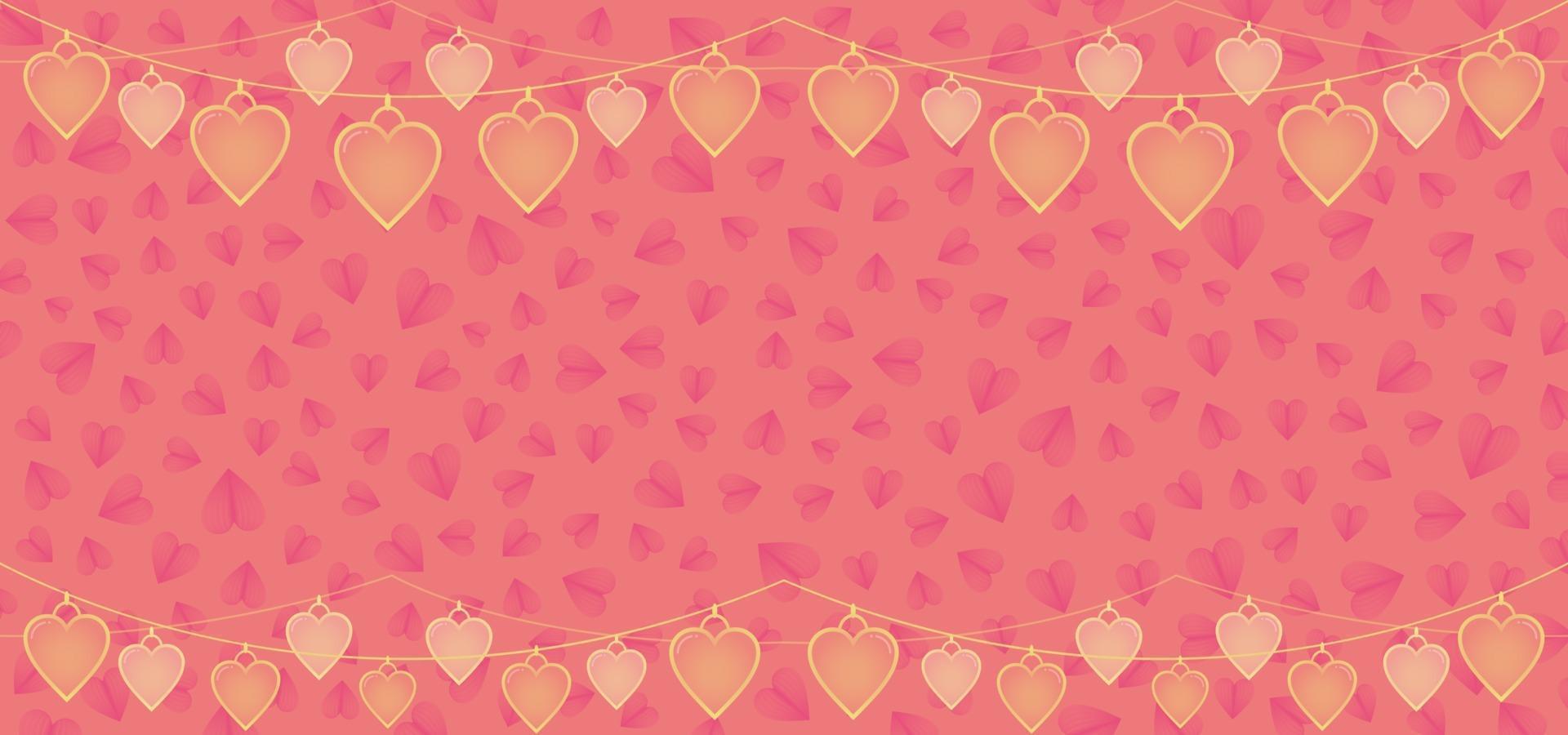 Fondo de San Valentín con decoración colgante de corazón vector