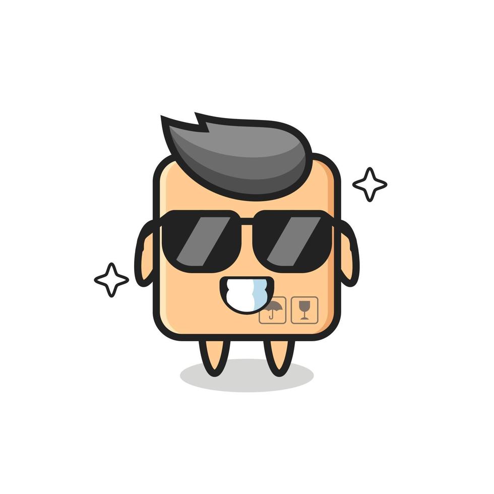 Cartoon mascot of cardboard box with cool gesture vector