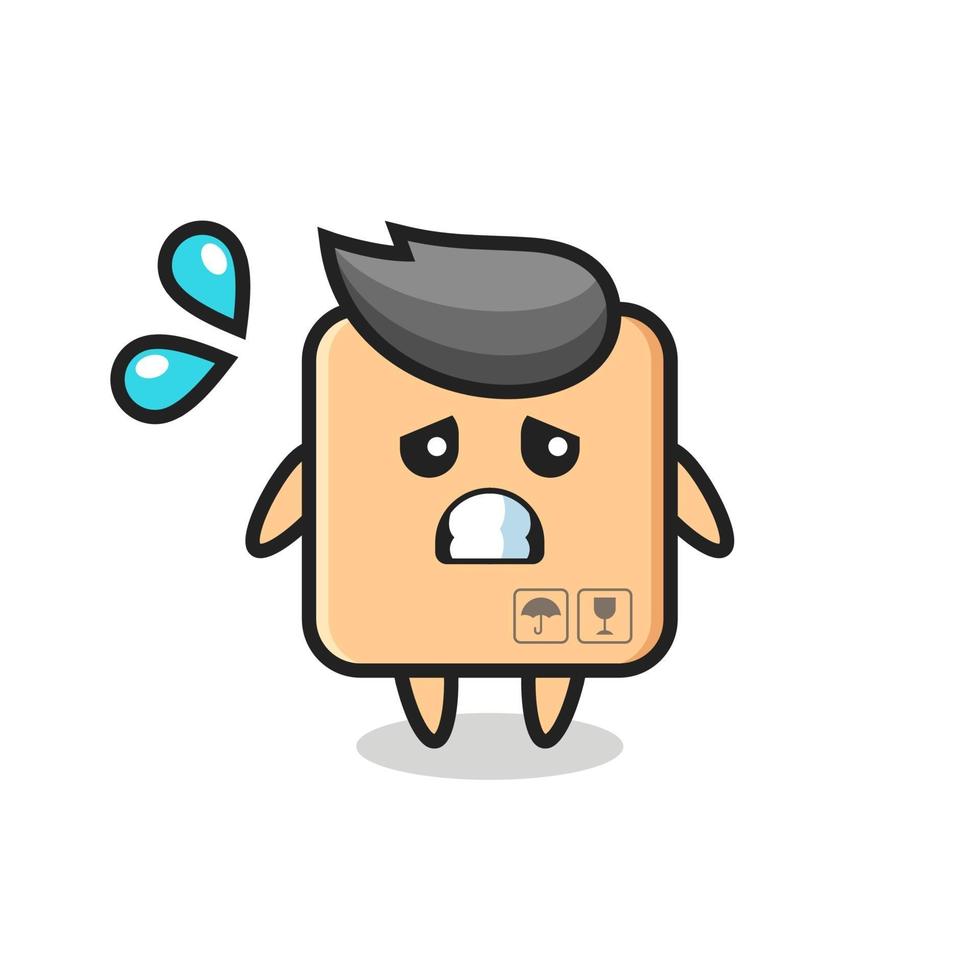 cardboard box mascot character with afraid gesture vector