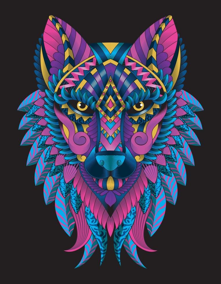 wolf boho aztec vintage vector