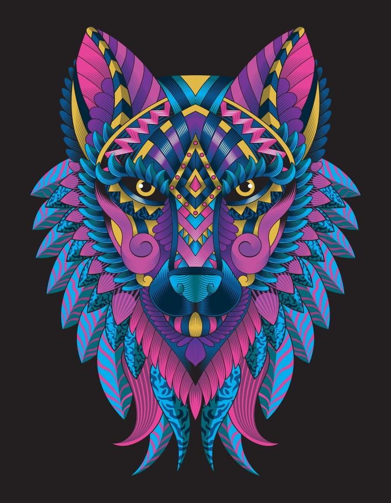 wolf boho aztec vintage vector