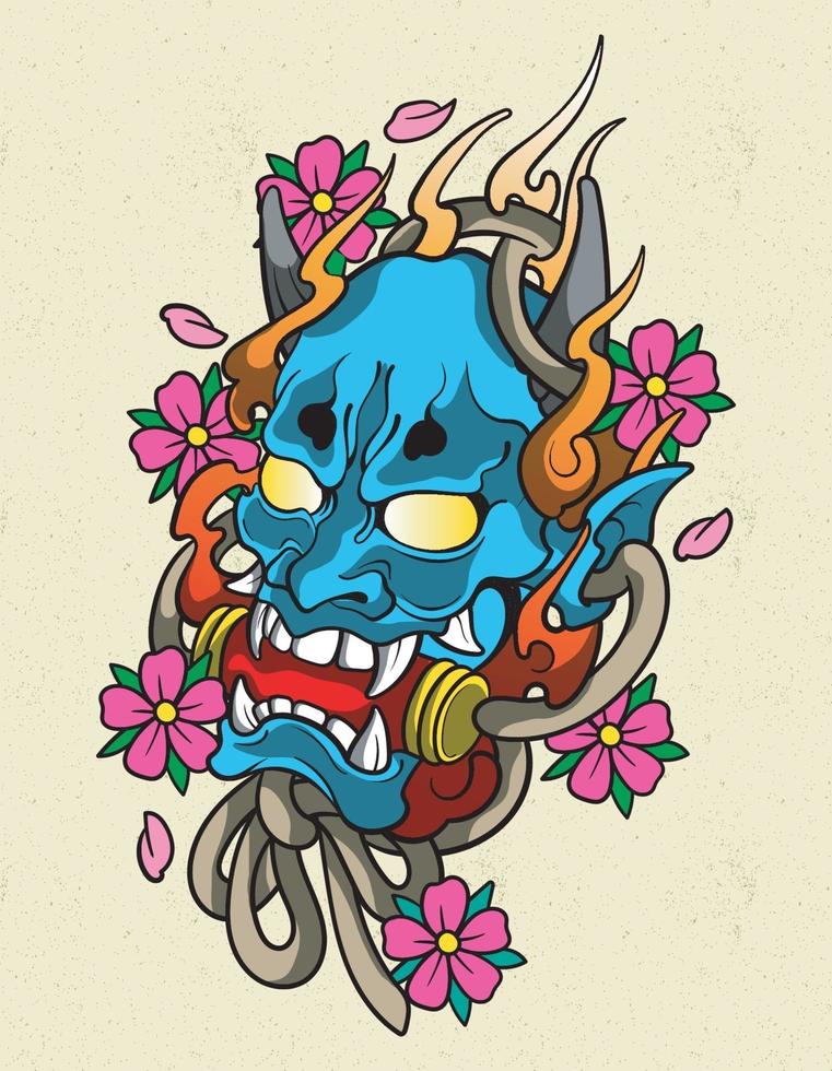 hannya japón tatuaje vector