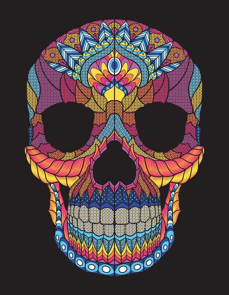 skull multicolor huichol vector