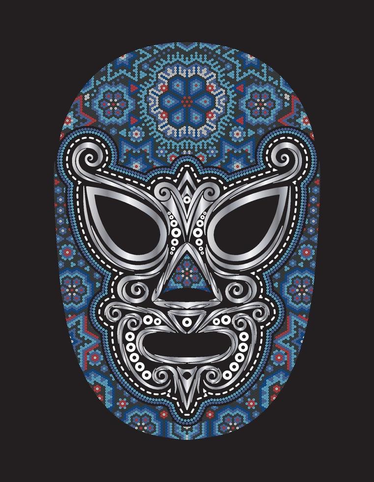 mascara azul huichol vector