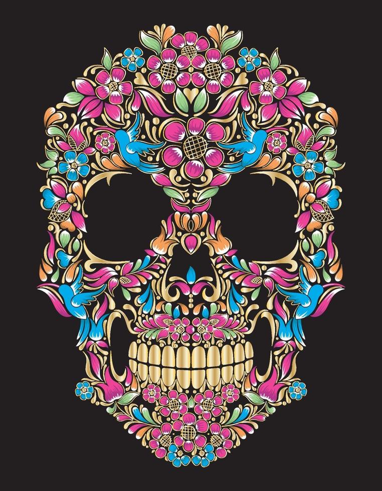 skull floral mexican vector