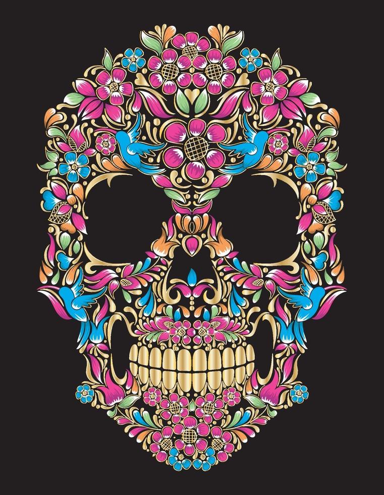 skull floral mexican vector