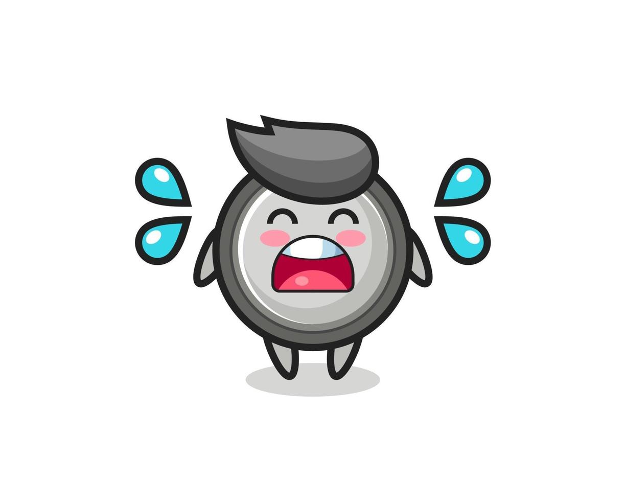 button cell cartoon illustration with crying gesture vector