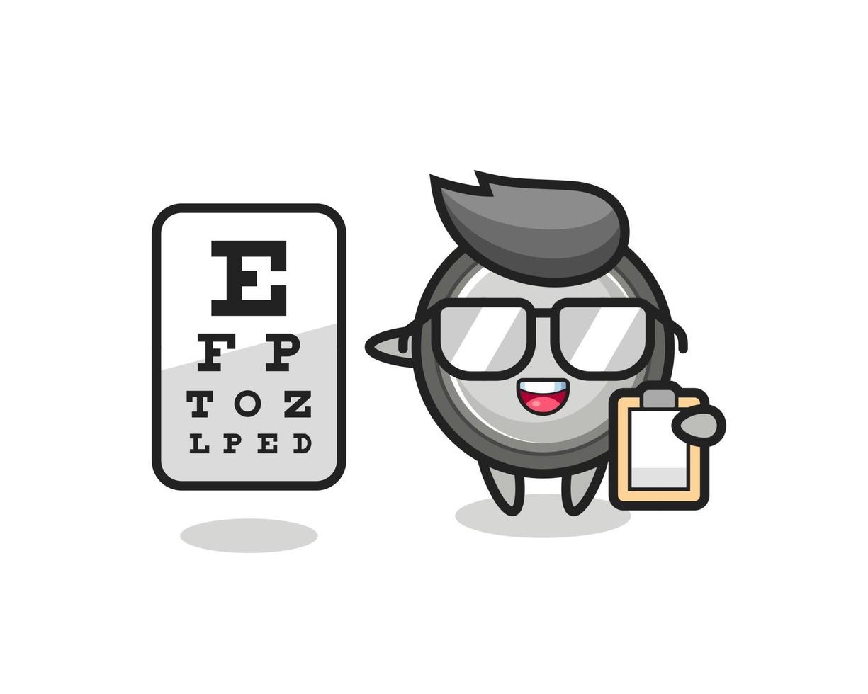 Ilustración de la mascota de la célula de botón como oftalmología vector
