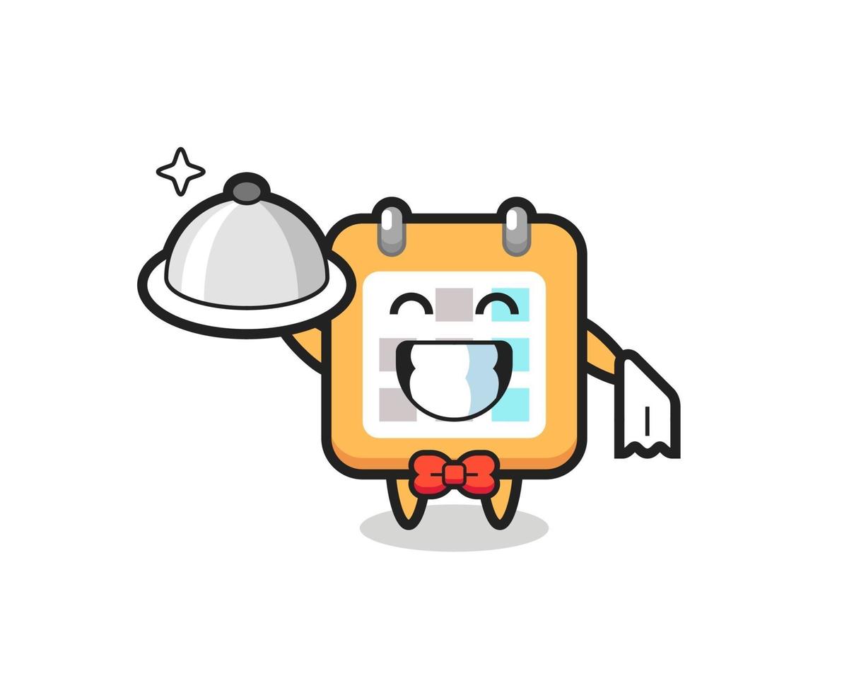 Character mascot of calendar as a waiters vector