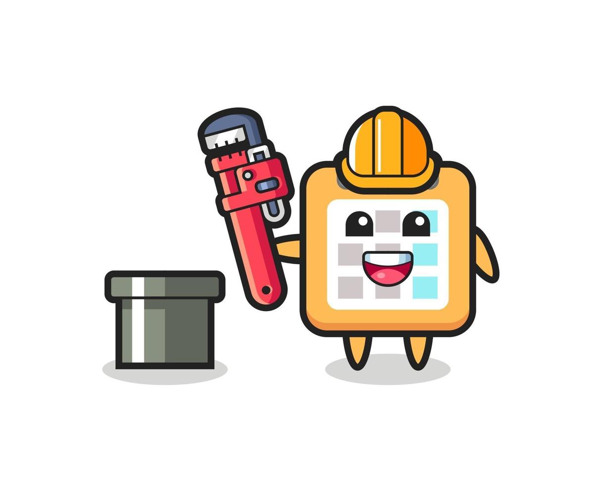 Character Illustration of calendar as a plumber vector